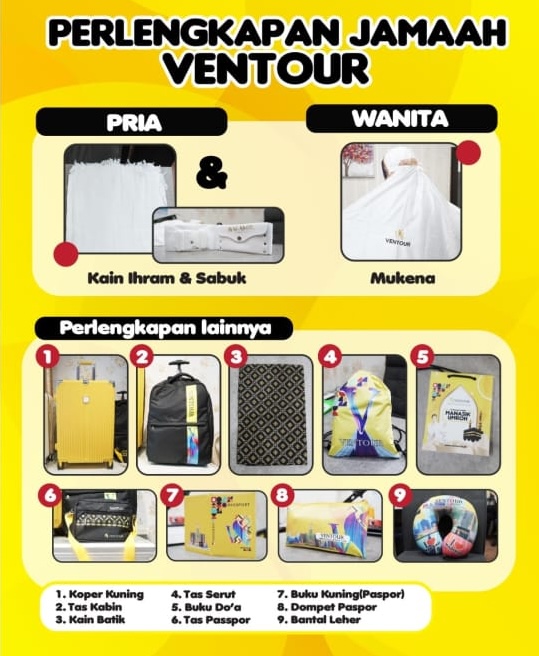 Perlengkapan Umroh Ventour - Koper, Tas, dan Perlengkapan Lengkap